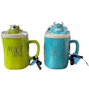 Rae Dunn Pixar Monsters Inc. Mike Wazowski & Sulley Mug Set Artisan Collection